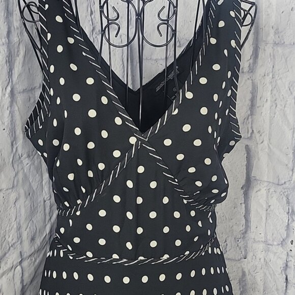 Jonathan Martin Black and White Polka Dot Midi Dress - Picture 2 of 10